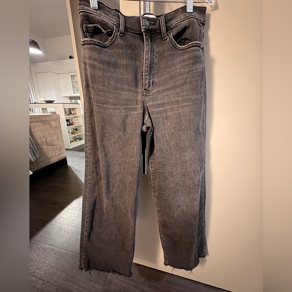 Women's Black/Grey Straight Leg Jeans